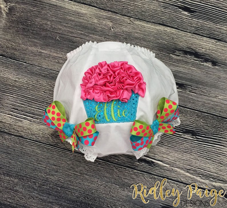 Girls First Birthday Diaper Cover Custom Cake Smash Outfit Personalize Cupcake Diaper Cover Toddler Bloomers Monogram Birthday Bloomers
