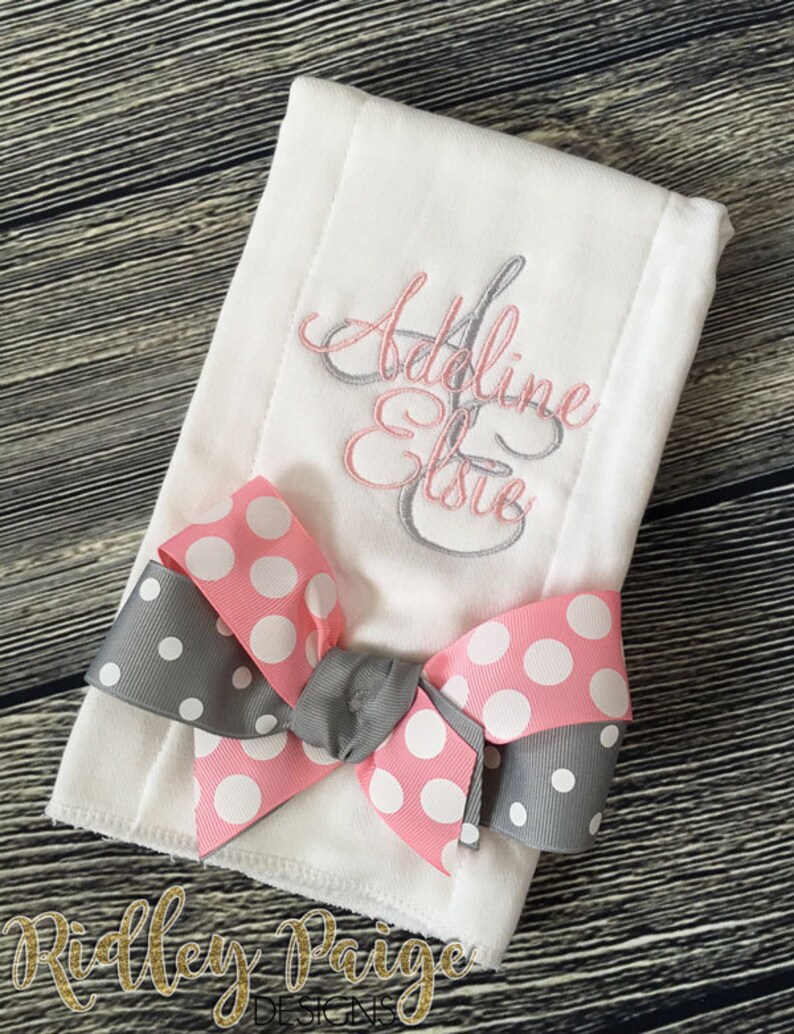 Monogrammed Baby Girl Burp Cloth Baby Burp Clothes Etsy