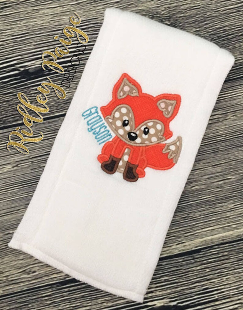 Monogram Woodland Animal Burp Clothes Personalized Fox Burp Cloth Custom Newborn Baby Boy Burp Rag Fox Baby Gift Baby Boy Necessities