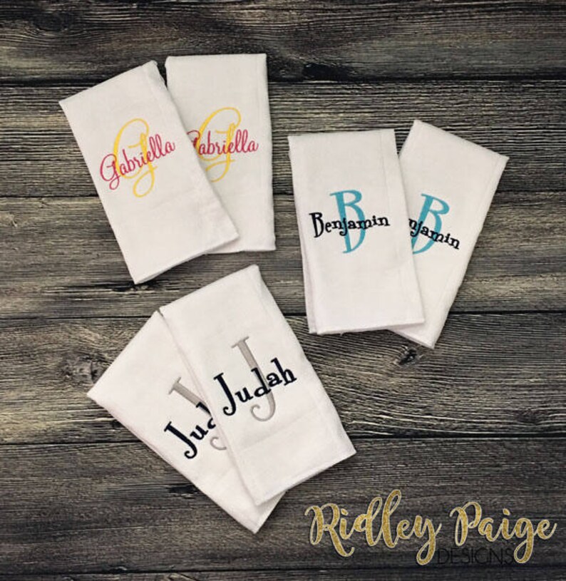 Monogram Burp Cloths Personalize Baby Burp Clothes Newborn Etsy