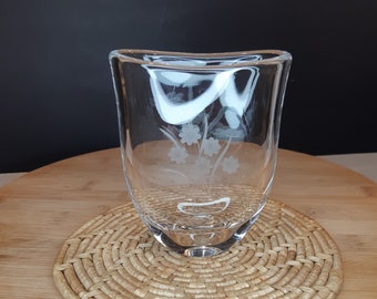 1950's Orrefors Etched Glass Mini Vase  Sweden   Signed Glass Art