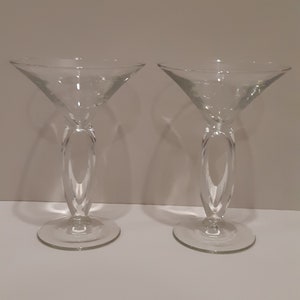 Vintage Set of 2 Martini Glasses Rounded