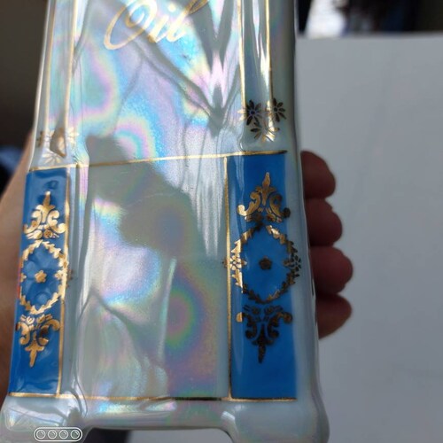 1930's Oil And Vinegar Jars Made In Czechoslovakia By Victoria China Pearl Lustreware orders Blue And Gold With Original Lids