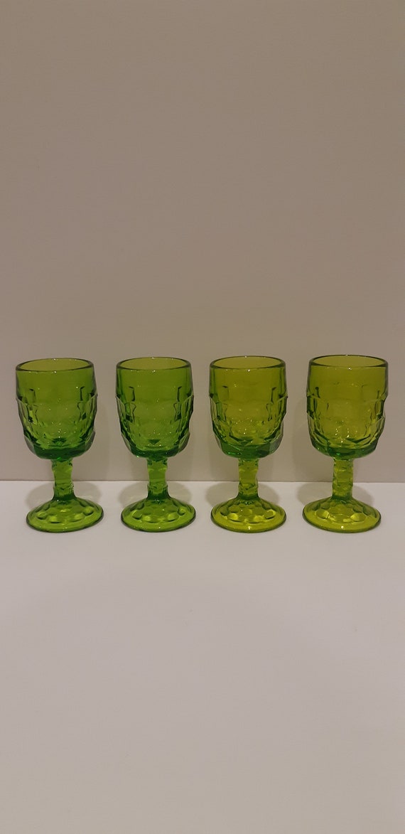Vintage 1970's Set Of 4 Georgian Honeycomb Pattern Green Viking Glassware  Gafas descatalogadas Gafas de pedestal -  México