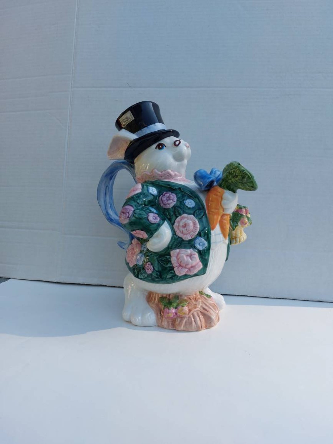 Fitz and Floyd Rabbit Pitcher Water Pitcher Teapot 1991 Handpainted - Etsy