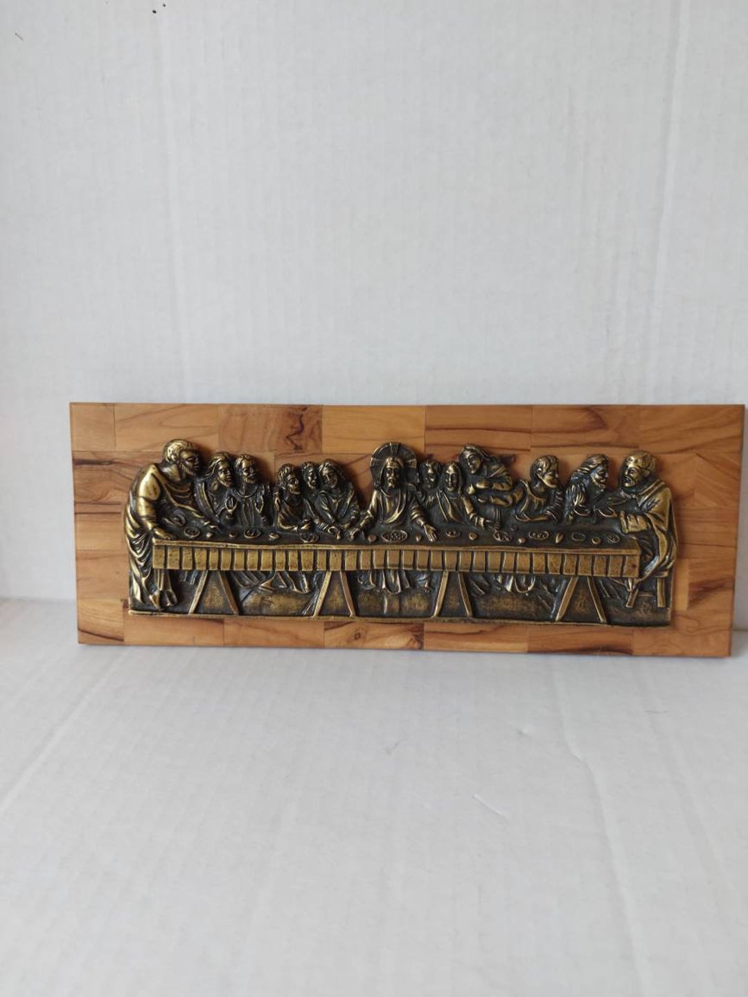Jesus the Last Supper Olive Wood and Pewter Wall Plaque 3D Christian ...
