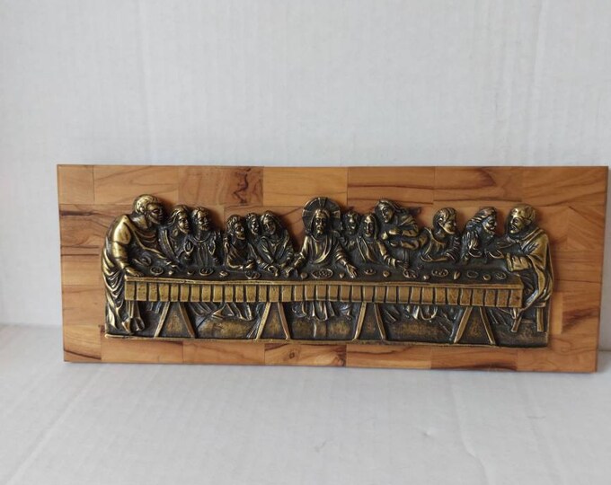 Jesus the Last Supper Olive Wood and Pewter Wall Plaque 3D Christian ...