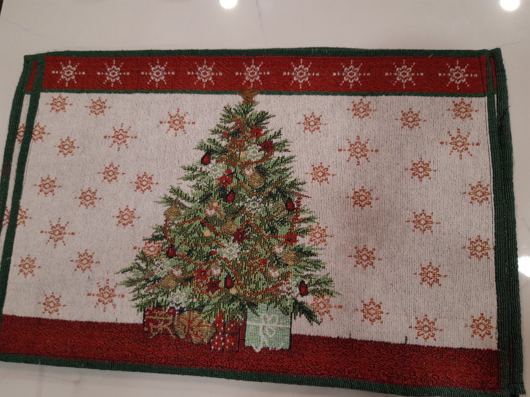 Vintage Christmas Tapestry Placemats Holiday House Set of 4 Etsy