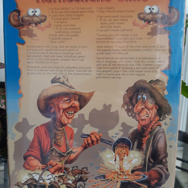 Vintage 1995 Rattlesnake Chile Poster Lithograph  New In Wrapper  Artist Nate Owens   Cowboy Art   Mancave