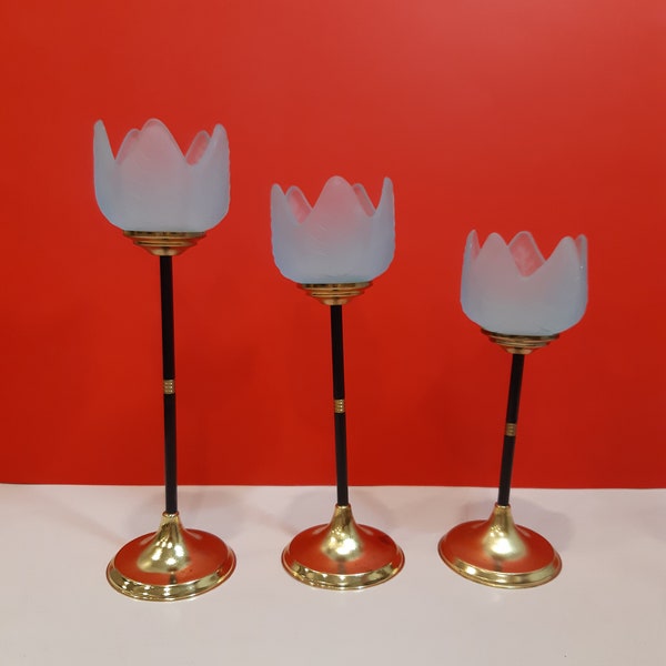 Frosted Glass Tulip Candle Holder Etsy