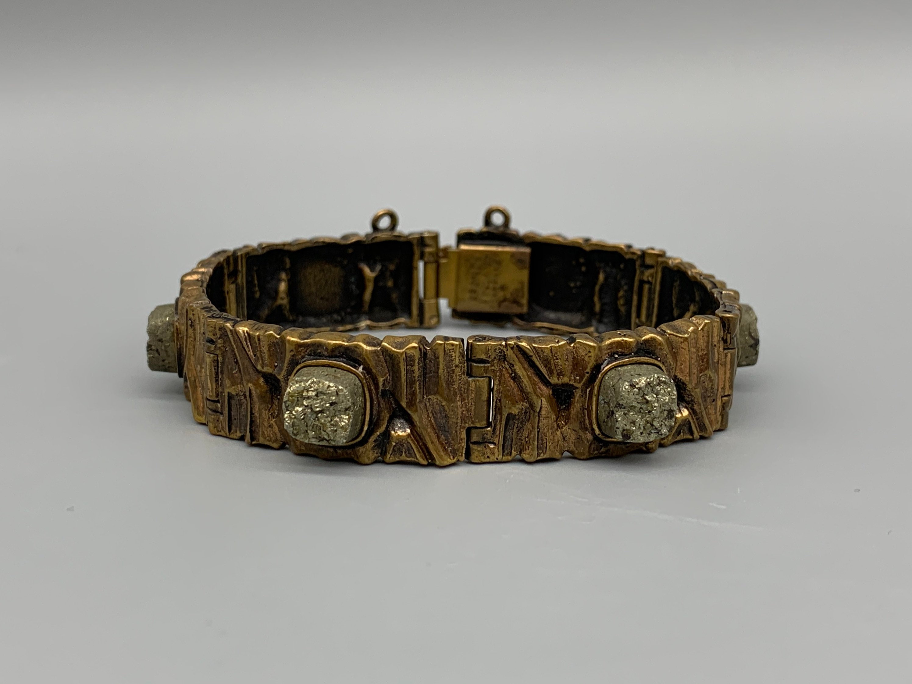Bracelet Bronze Brutaliste Pentti Sarpaneva - Vintage Design Scandinave Moderniste - Occasion