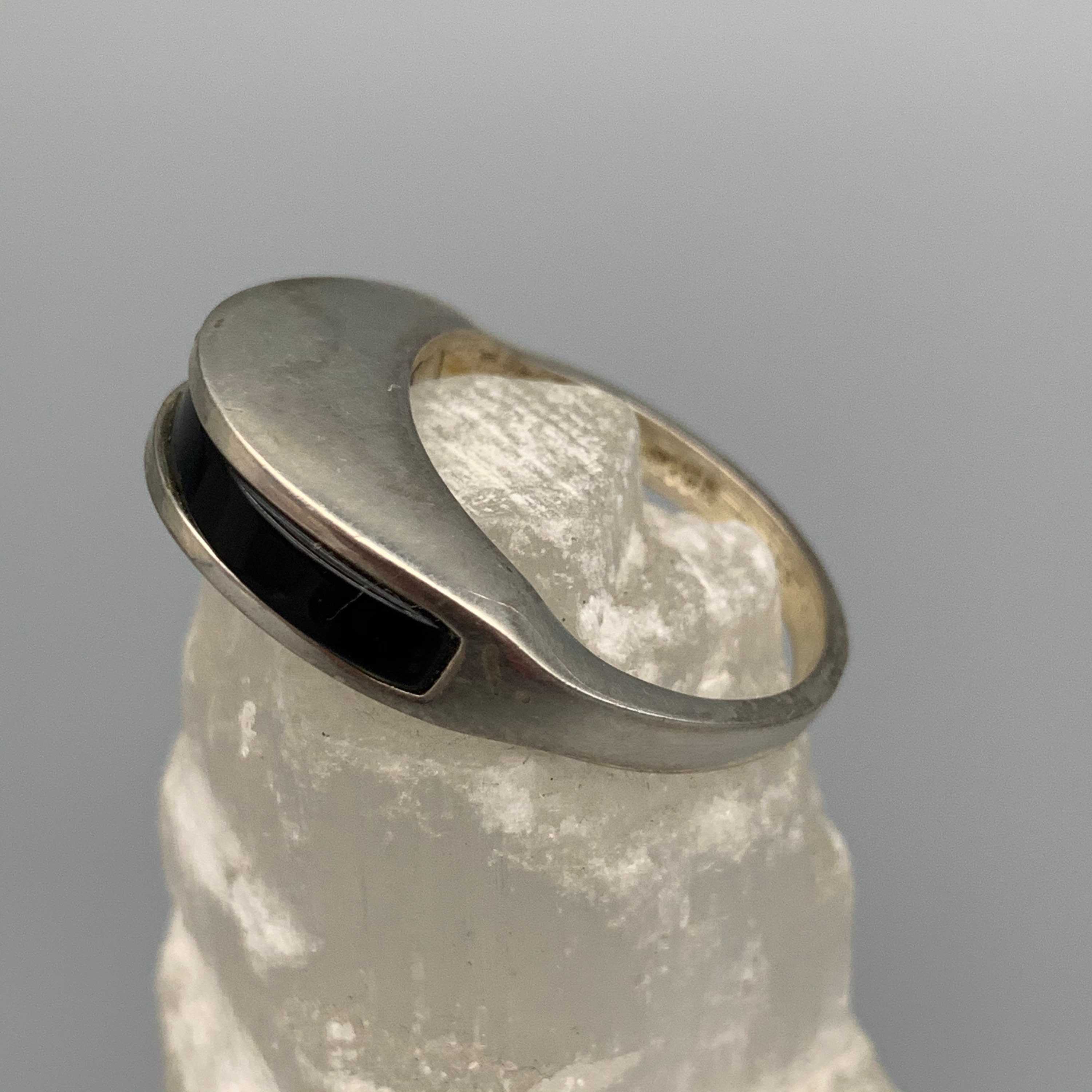 Vintage Henning Ulrichsen Onyx Inlay Modernist Sterling Silver Ring ...