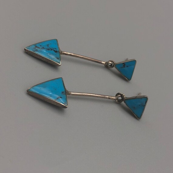Vintage Turquoise Sterling Silver Inlay Arrow Drop