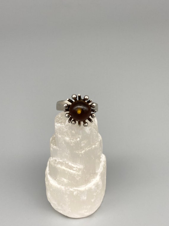 Vintage Baltic Amber Sunburst Modernist Brutalist… - image 3