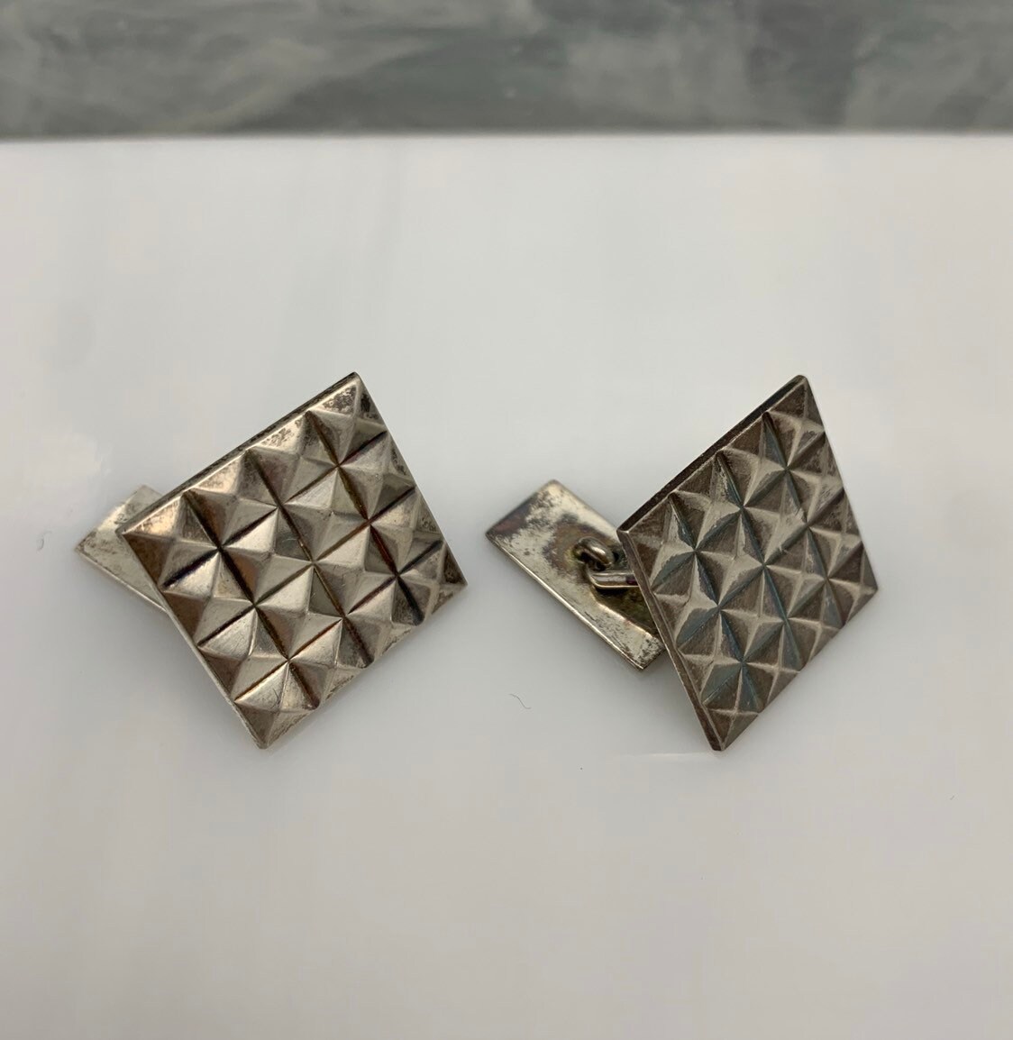 Finland Vintage Modernist Sterling Silver Kupittaan Kulta Cufflinks Scandinavian