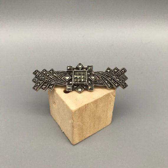 Vintage Art Deco Marcasite & Sterling Silver Brooch