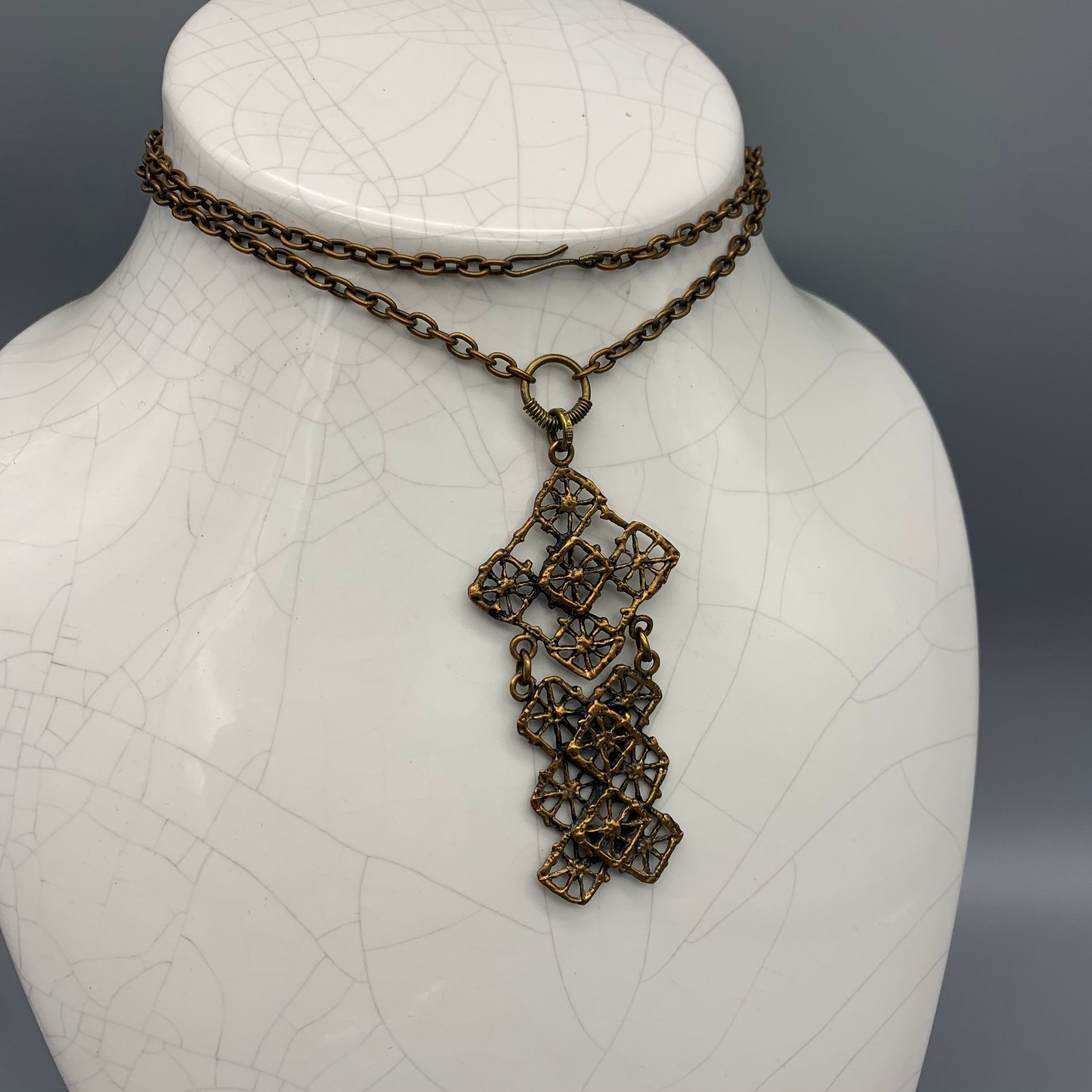 Collier Pendentif Vintage Pentti Sarpaneva Finlande - Bronze Brutaliste