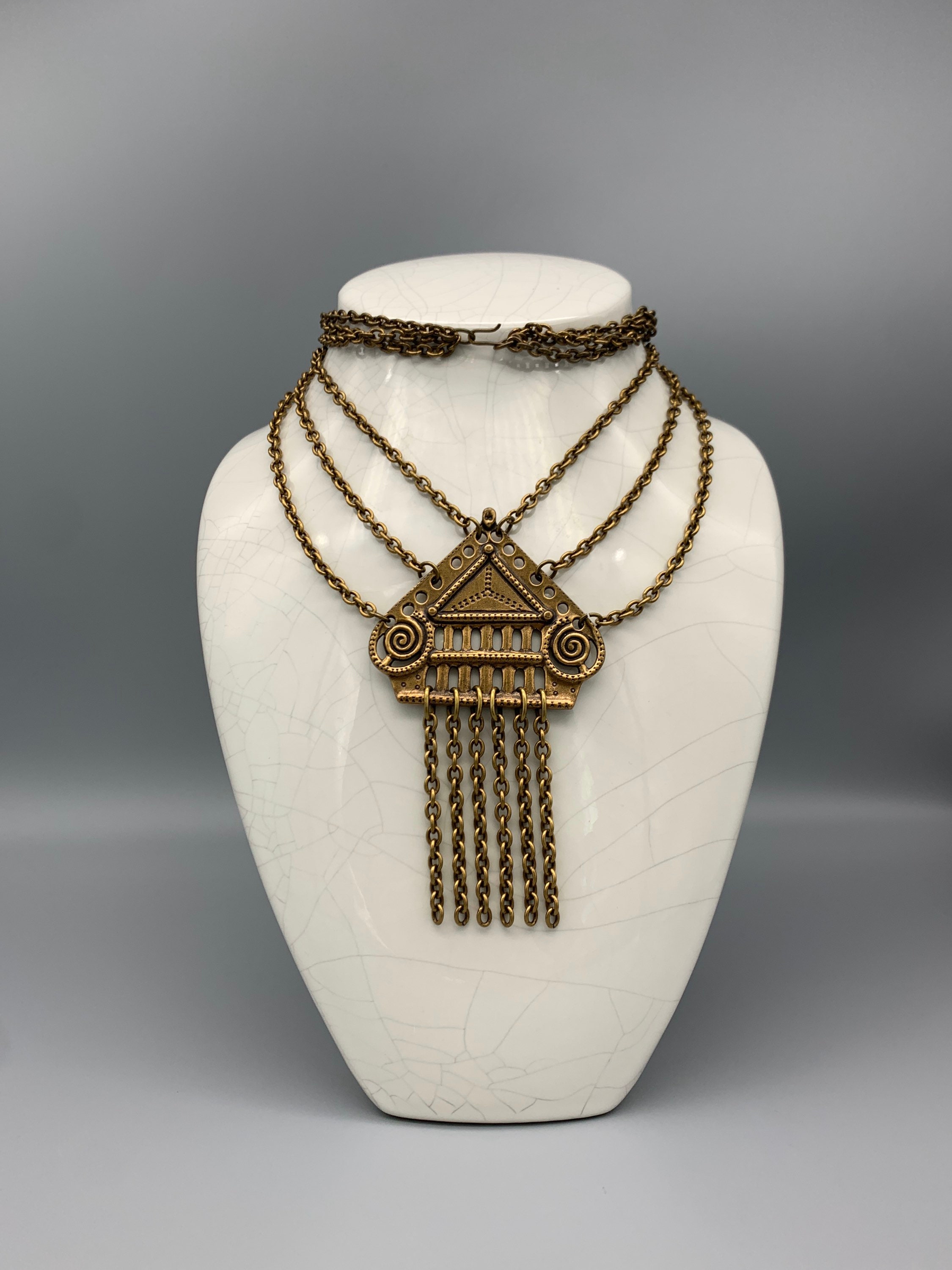 Vintage Kalevala Koru Extra Large Triple Strand Bronze Pendant Necklace ...