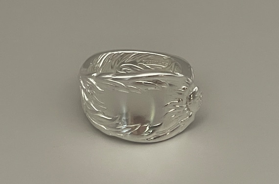 Vintage Tiffany & Co Chysanthemum Pattern Sterling Silver Spoon  Ring, 1880, Size 9