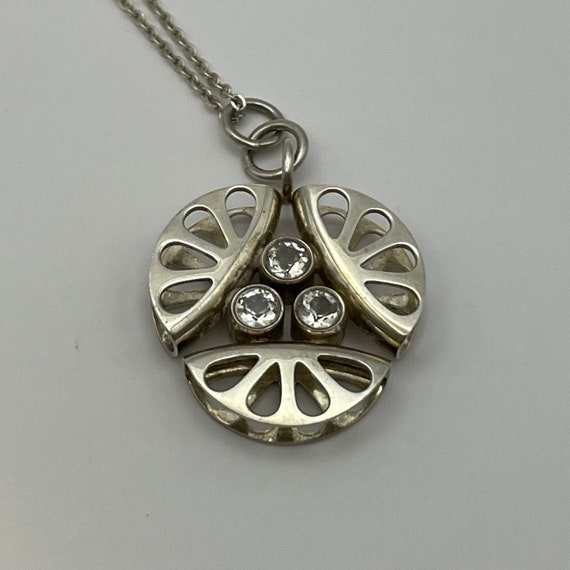 Vintage Kupittaan Kulta Faceted Quartz Sterling Silver Modernist Pendant, Elis Kauppi, Finland