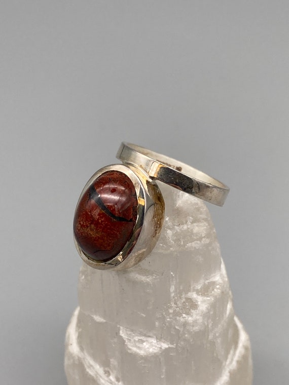 Vintage Cory Brecciated Jasper Modernist Sterling… - image 4