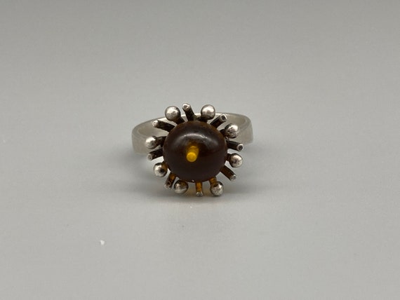 Vintage Baltic Amber Sunburst Modernist Brutalist… - image 7