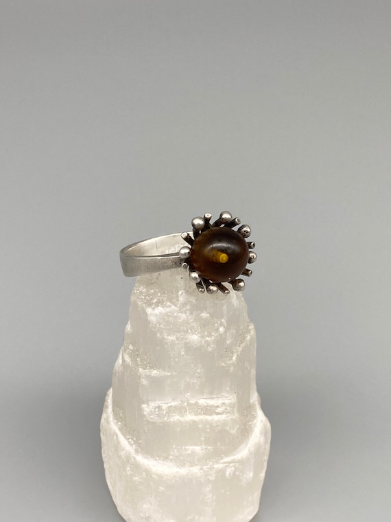 Vintage Baltic Amber Sunburst Modernist Brutalist… - image 2