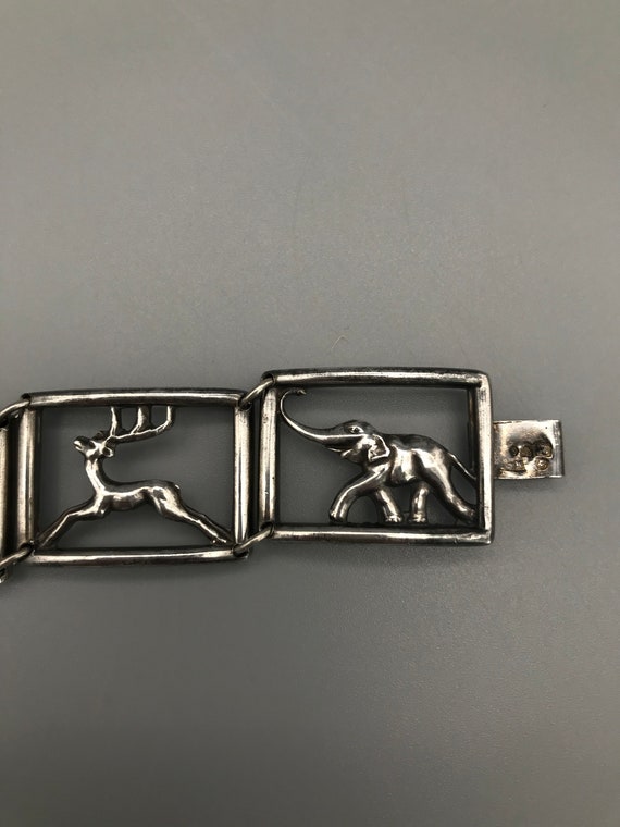 Vintage Elephant Deer Motif 830 Silver Link  Mode… - image 5