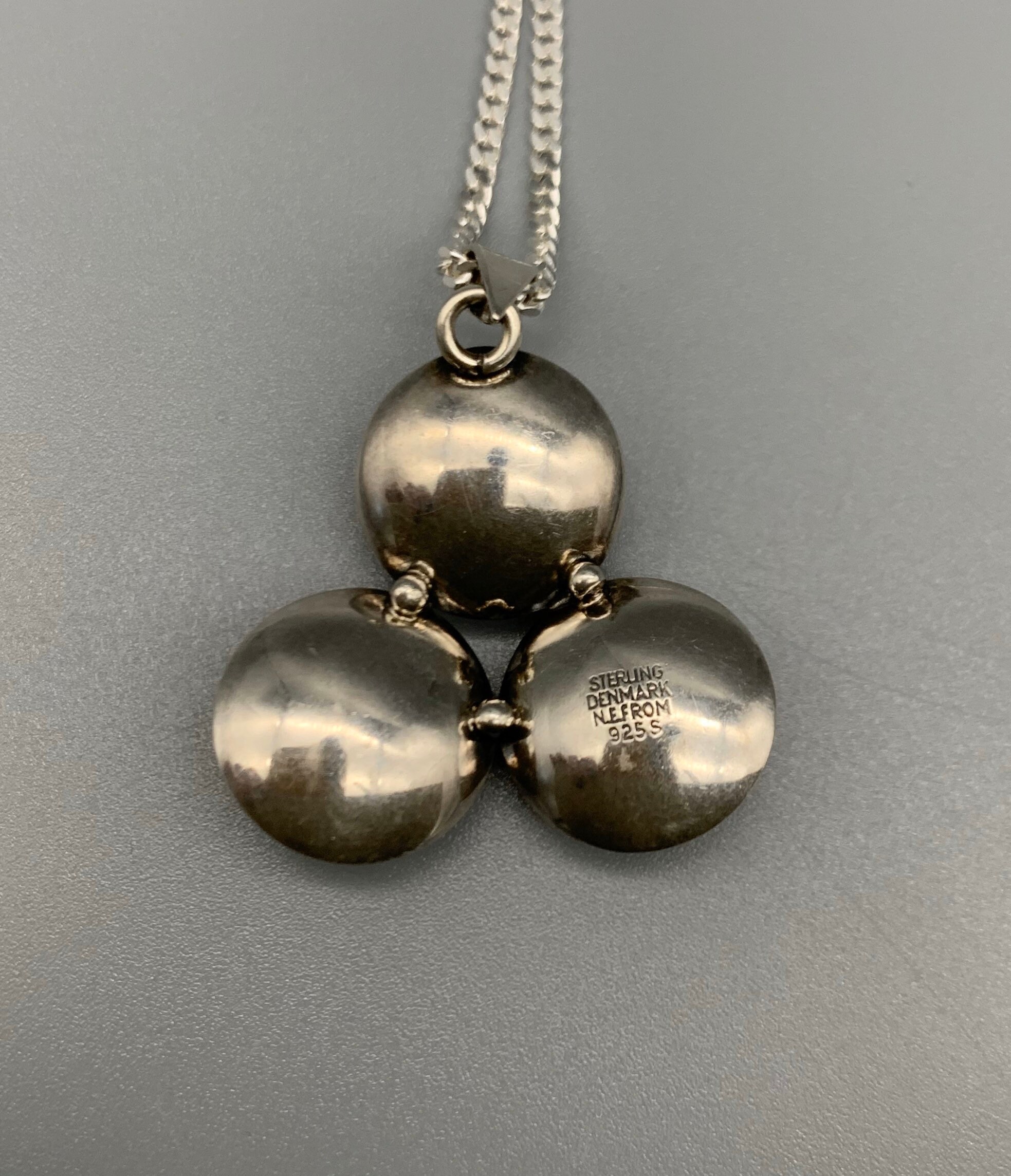 Vintage N.E. From Modernist Clamshell Trio Rose Quartz Sterling Silver