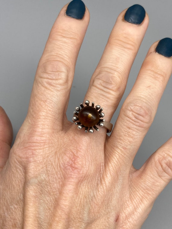 Vintage Baltic Amber Sunburst Modernist Brutalist… - image 5