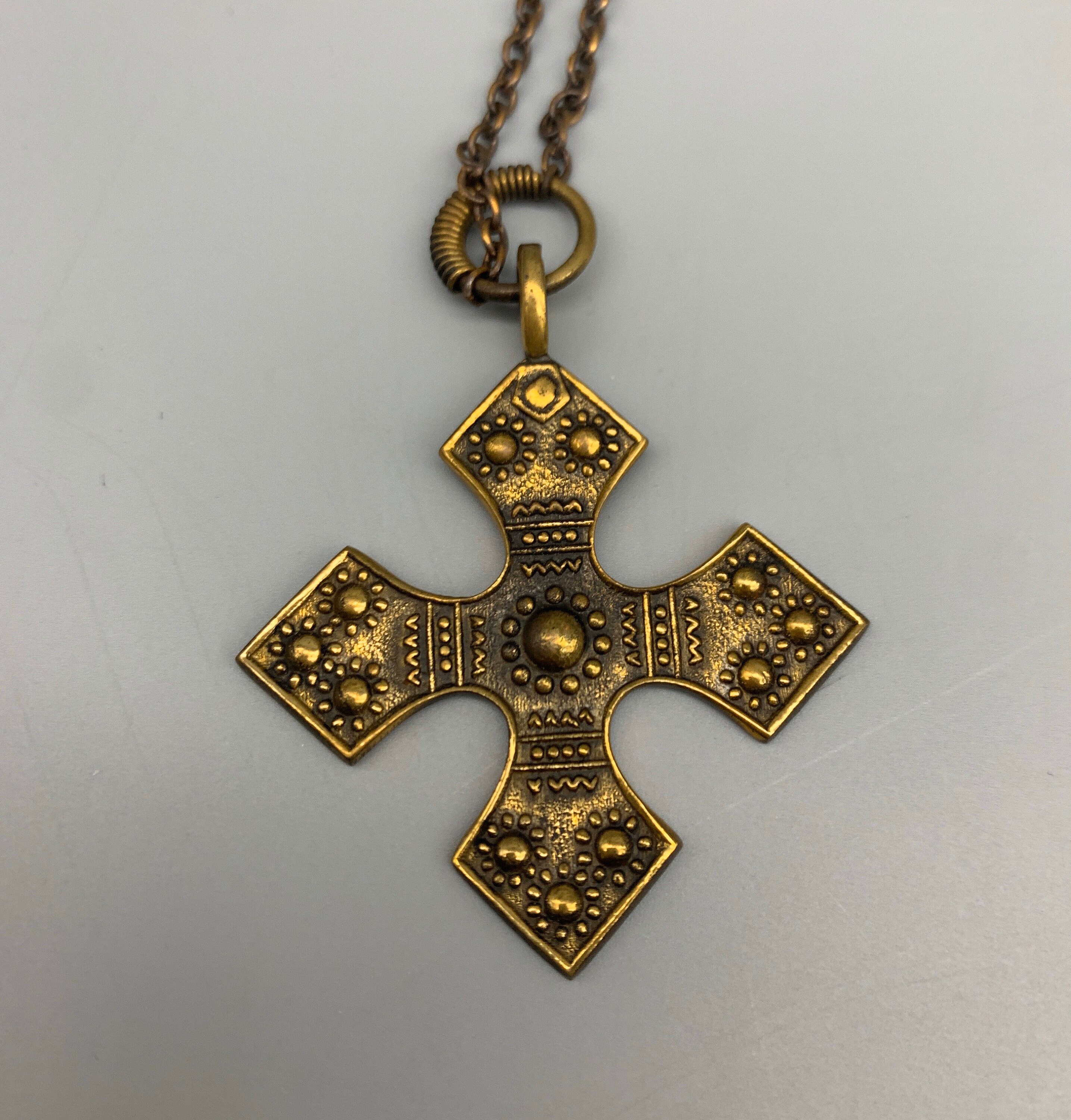 Vintage Tribal Kalevala Koru Bronze Cross Pendant, Unisex, Scandinavian ...