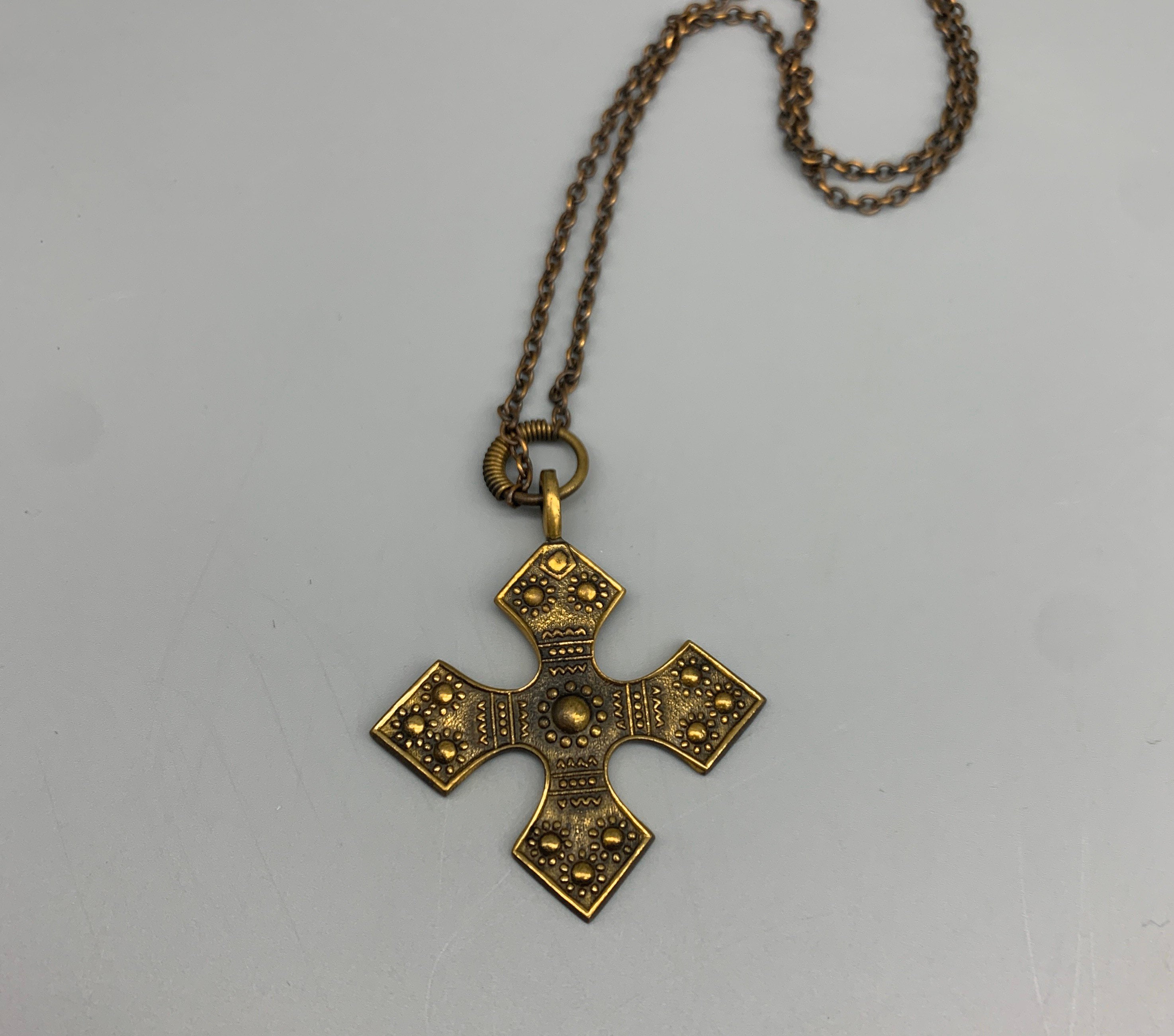 Vintage Tribal Kalevala Koru Bronze Cross Pendant, Unisex, Scandinavian ...