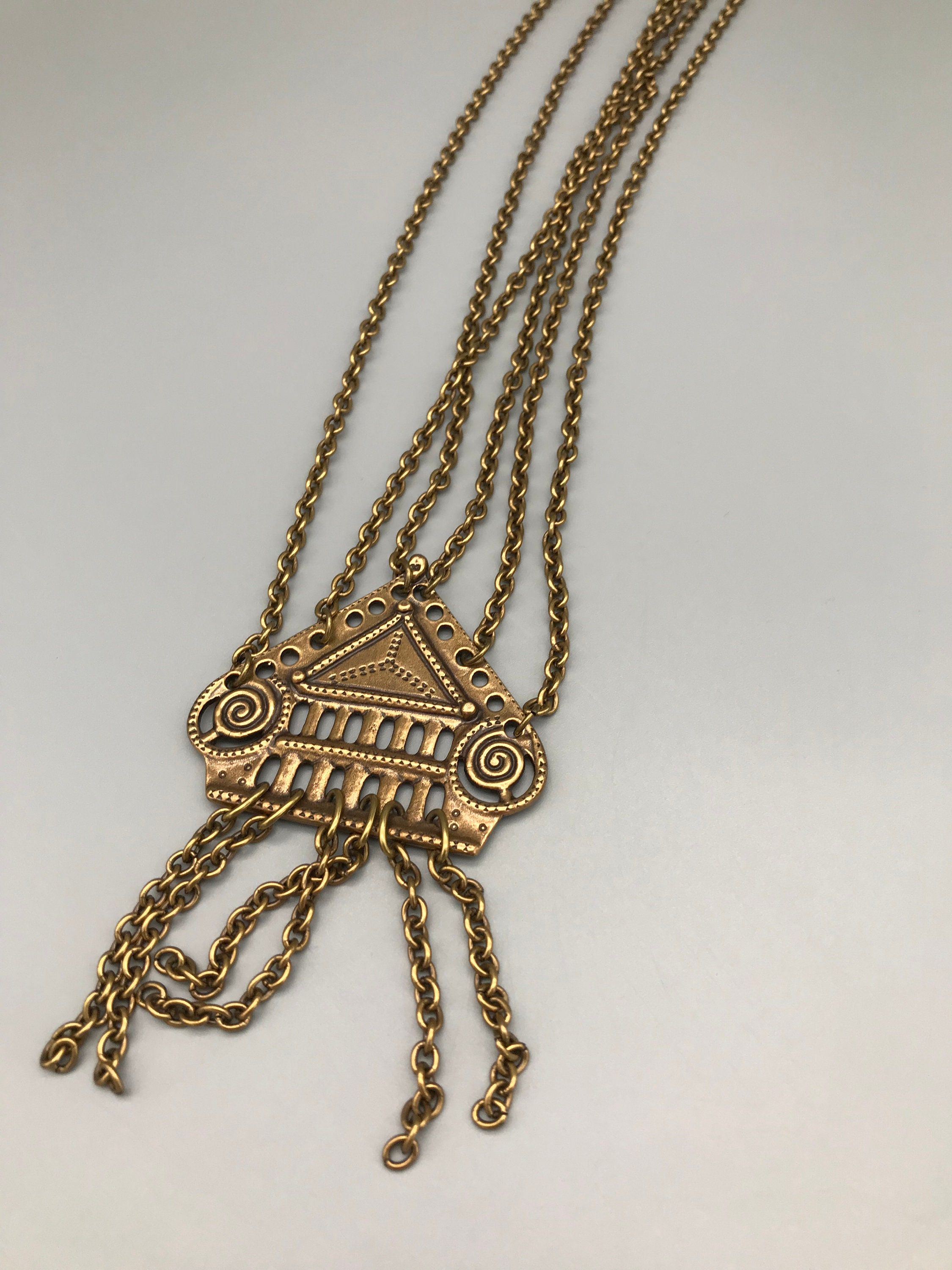 Vintage Kalevala Koru Extra Large Triple Strand Bronze Pendant Necklace ...