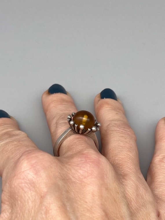 Vintage Baltic Amber Sunburst Modernist Brutalist… - image 6