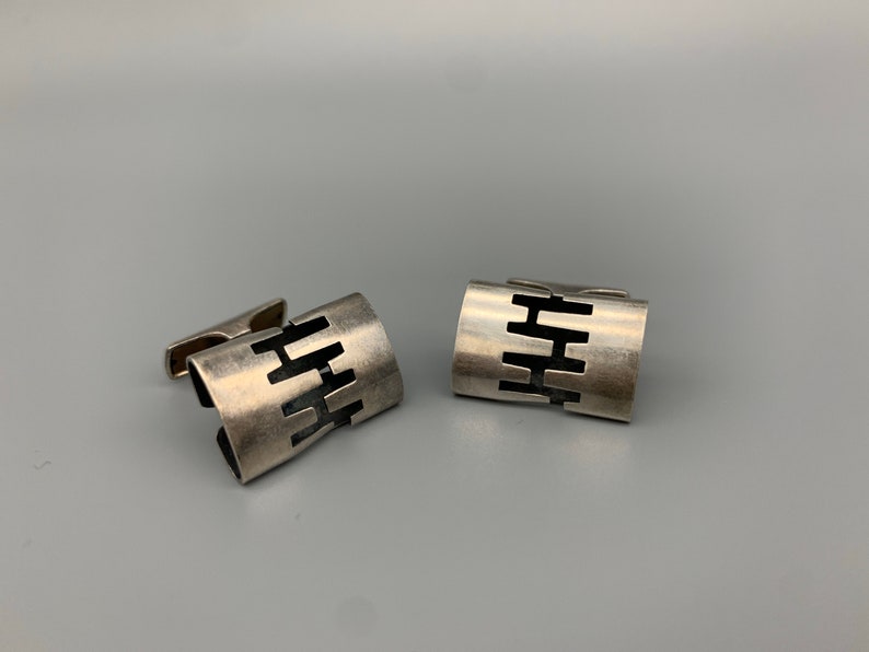 Finland Vintage Modernist Sterling Silver Kupittaan Kulta Cufflinks Scandinavian