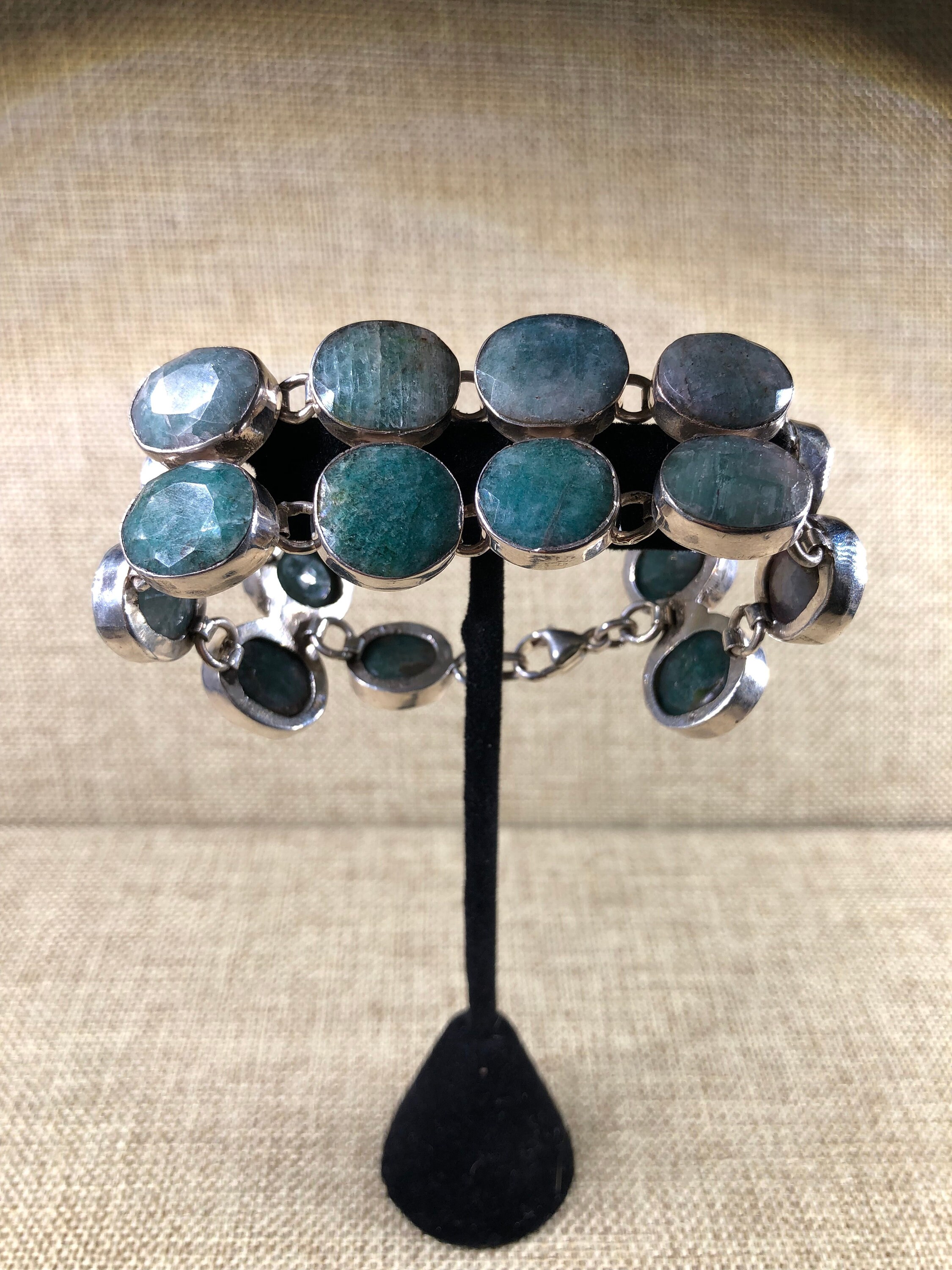 Vintage Artisan Sterling Silver with Aventurine Handmade Bracelet