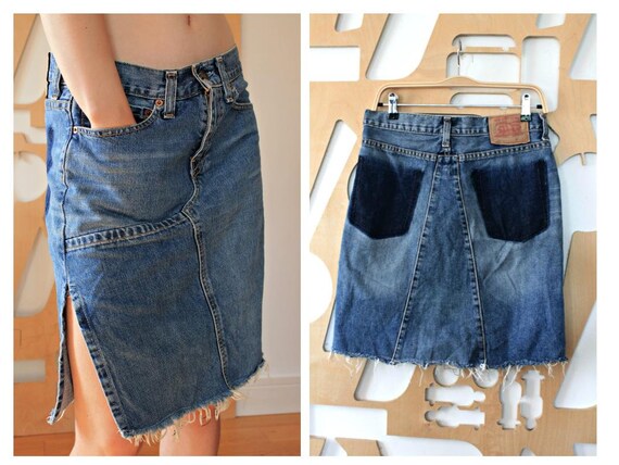 low rise denim skirt