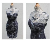 Denim corset roses dress Size S Floral dress Bodycon dress
