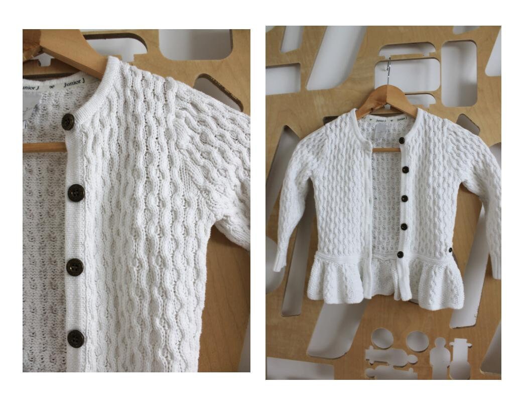 White Girls Cotton Cardigan with Peplum Age 4-5 Years White Cotton Cardigan