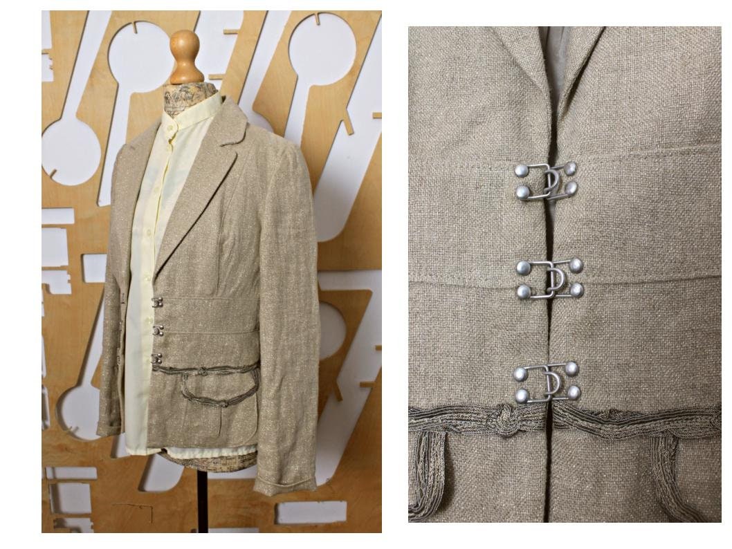 90s Linen jacket Gold jacket Ladies jacket Edwardian jacket | Etsy
