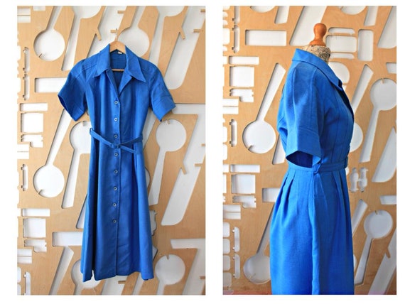 60s Linen dress Shirt dress Vintage dress 60s dres
