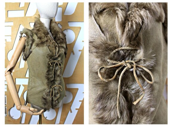 Sleeveless jacket Vintage jacket Sheepskin jacket