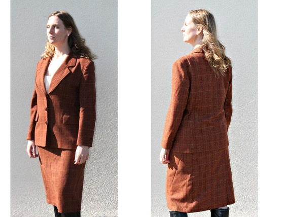 Wool suit Tweed jacket Fitted suit Brown suit Edwa