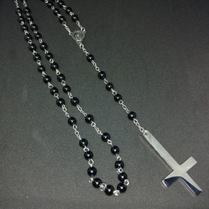 Metal Inverted Cross Rosary
