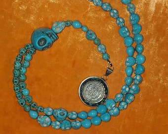 Aztec Turquoise Skull Rosary