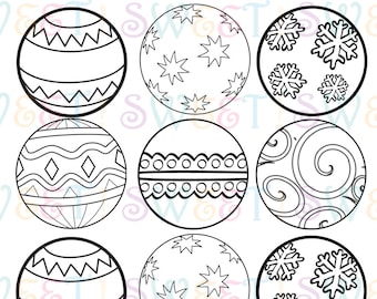 Paint Your Own Edible Christmas Ornament Cupcake, Cookie or Oreo Toppers, Coloring Sheet - Wafer Paper or Frosting Sheet