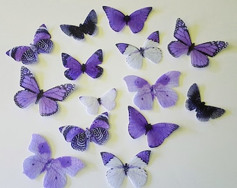 Edible Single-Color Butterfly Variety Collection, 3D Double-Sided Wafer Paper Toppers for Cakes, Cupcakes or Drinks