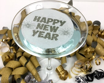 Edible Happy New Year Drink Toppers