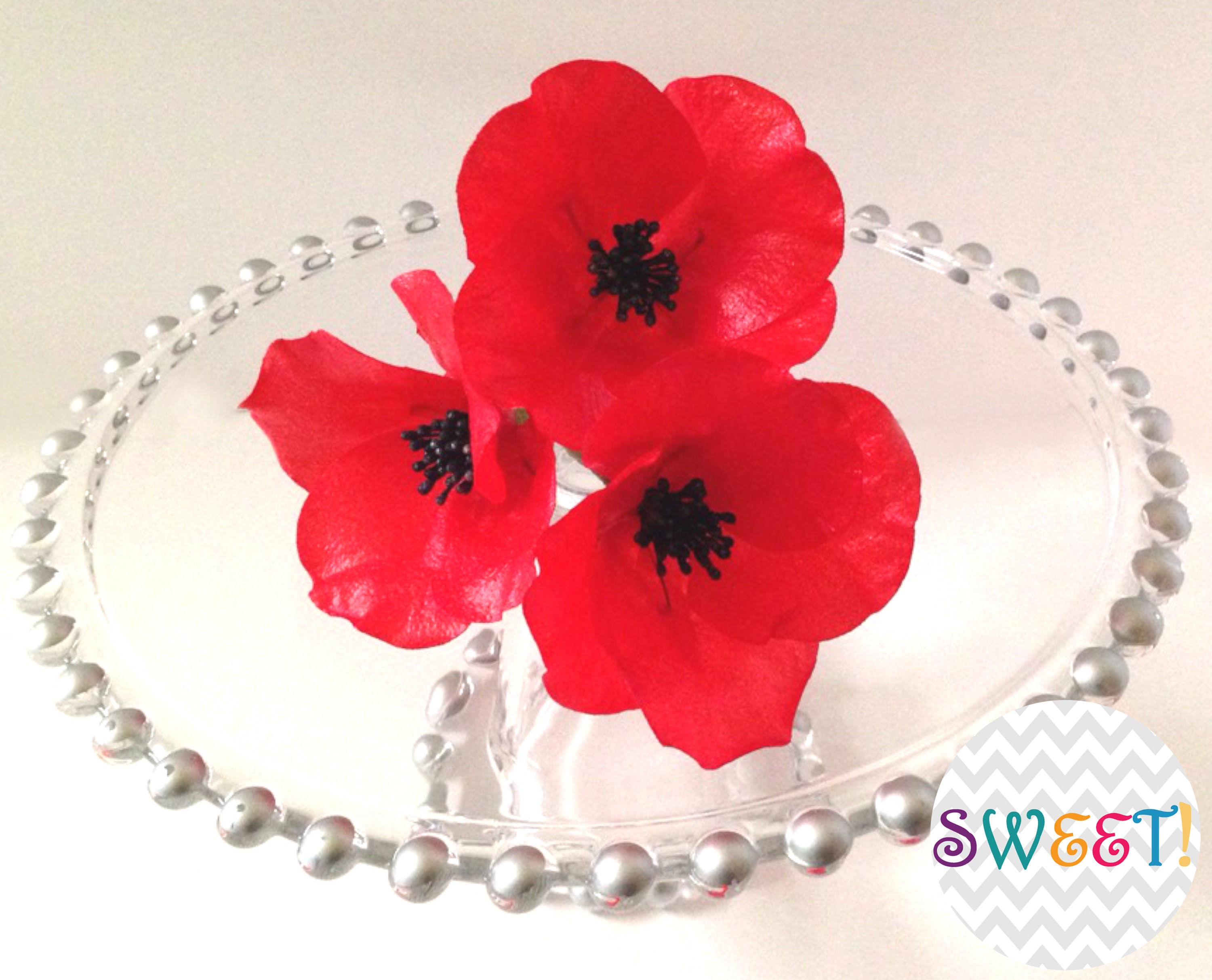 Edible Poppies Wafer Paper Flowers for Cakes Etsy
