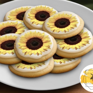 Edible Sunflower Cake Cupcake Cookie Oreo Toppers, Wafer Paper or Frosting Sheet